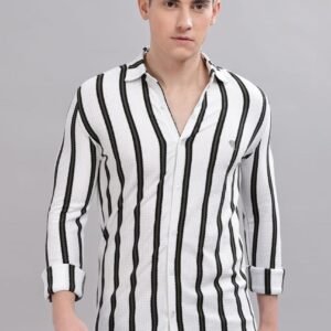 PR3-005 ||White & Grey stripes|| Full Sleeve Shirt
