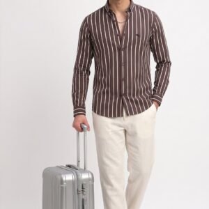 LS005|BROWN STRIPES|| Full Sleeve Shirts || 100% Cotton